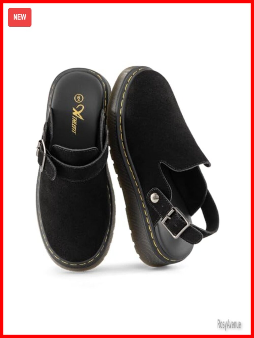 Athlefit Suede Slip On Clogs with Back Strap
